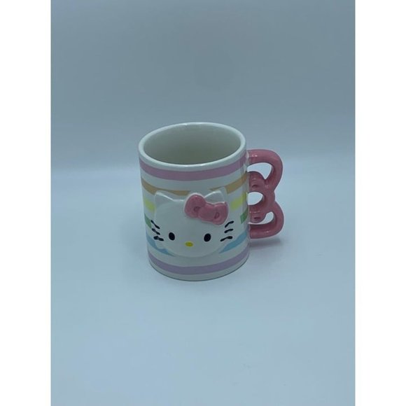Sanrio Hello Kitty 3D Sculpted Striped Ceramic Mug with bow handle Set of 2 Mugs - Picture 10 of 10